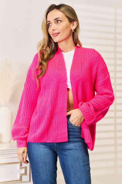 Woven Right Waves Of Life Rib-Knit Open Front Cardigan