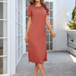 Sunrise to Sunset Round Neck Short Sleeve Slit Dress
