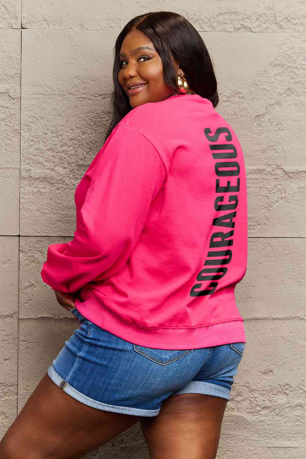 Simply Love COURAGEOUS Long Sleeve Graphic Sweatshirt