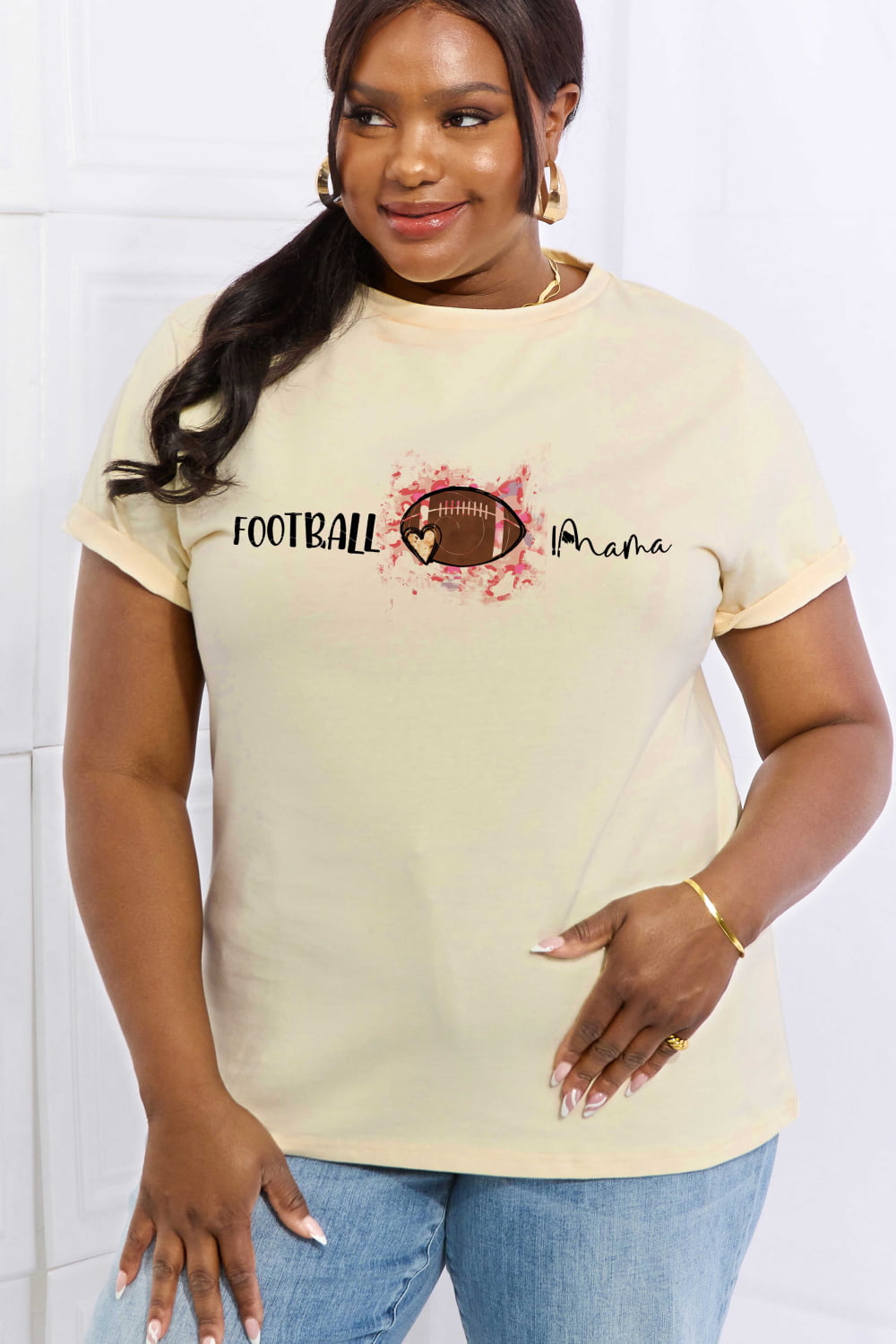 Simply Love FOOTBALL MAMA Graphic Cotton Tee