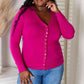 Zenana Magenta Memories V-Neck Long Sleeve Button-Down Cardigan in Magenta