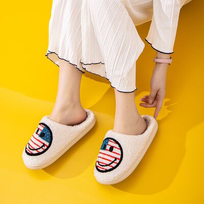 Melody A Perfect Day Smiley Face Cozy Slippers in American Flag