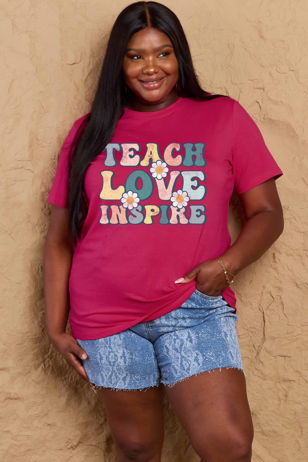 Simply Love TEACH LOVE INSPIRE Graphic Cotton T-Shirt