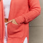Zenana Bright & Cozy Waffle Knit Cardigan in Coral