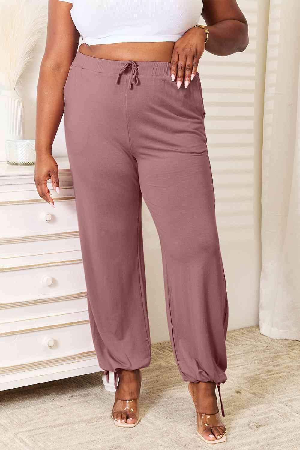 Basic Bae Homey Chic Soft Rayon Drawstring Waist Pants with Pockets