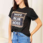 Simply Love WIFE MOM BOSS Leopard Graphic T-Shirt