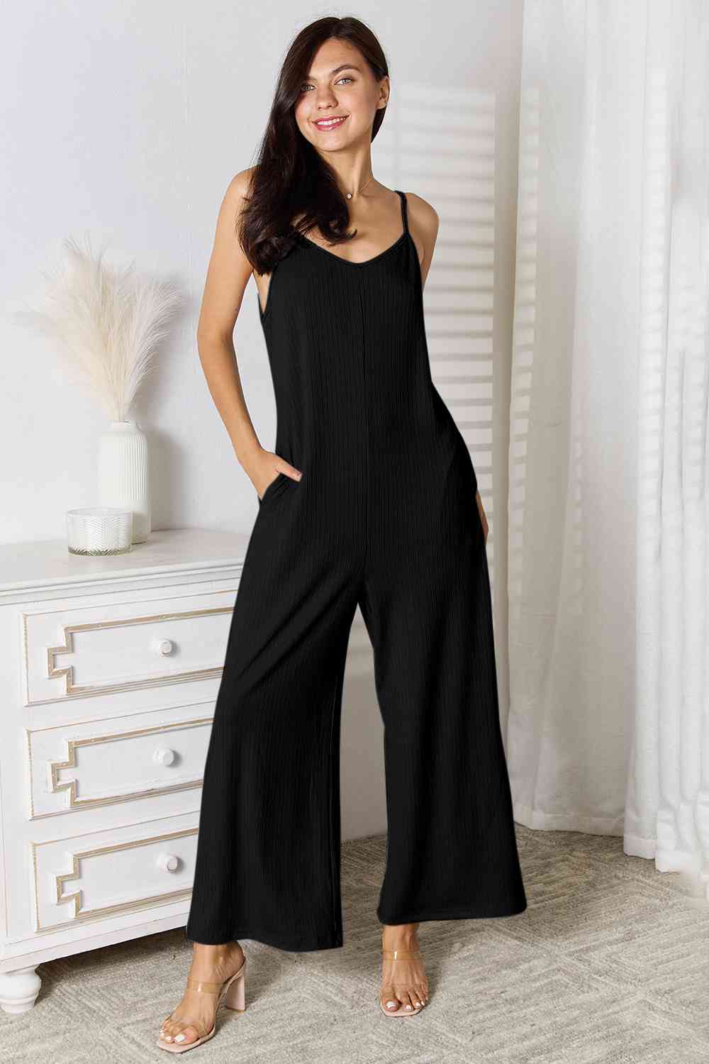 Basic Bae Hey Girl Spaghetti Strap V-Neck Jumpsuit with Pockets
