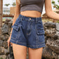 Turn Up The Music High-Waist Denim Shorts with Pockets