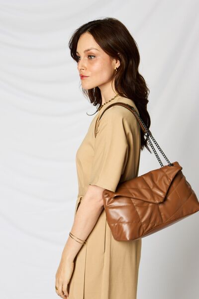 SHOMICO Break The Chains PU Leather Chain Handbag in Tan