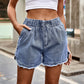 Essentially Yours Elastic Waist Raw Hem Denim Shorts