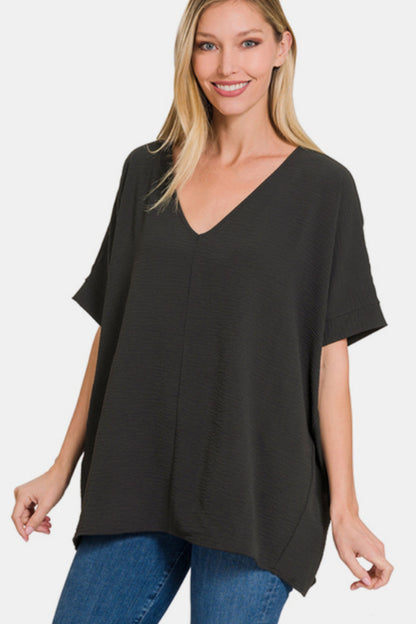 Zenana Instant Connection V-Neck Short Sleeve Top