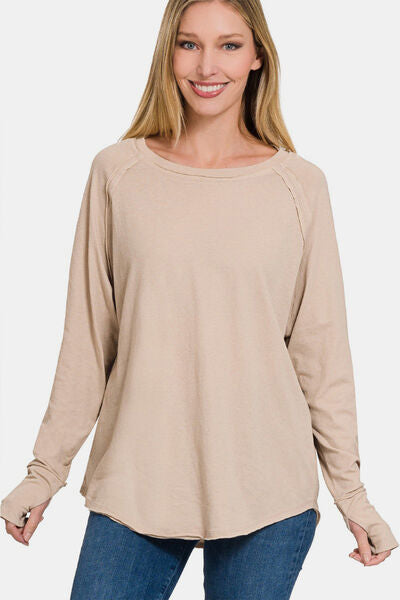 Zenana Marching To My Beat Thumbhole Long Sleeve Top