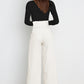 Office Chic Tie Front Wide Paperbag Waist Leg Pants