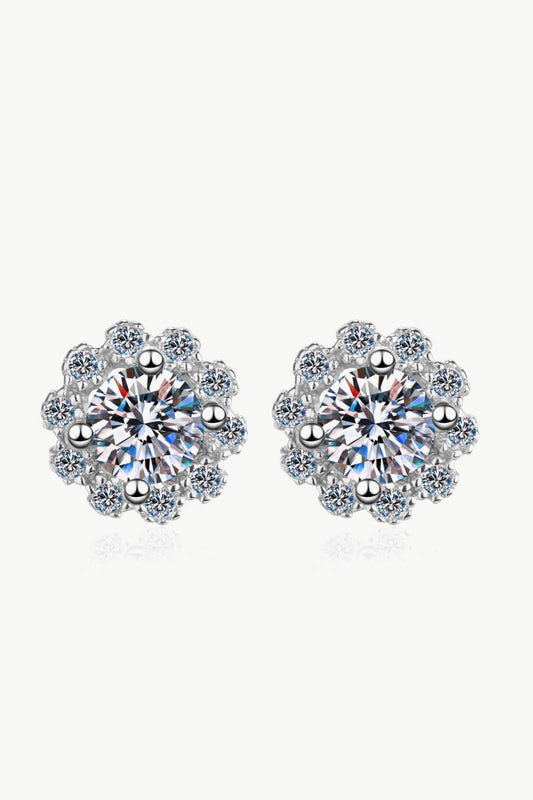 Bloomed Moissanite Floral-Shaped Stud Earrings