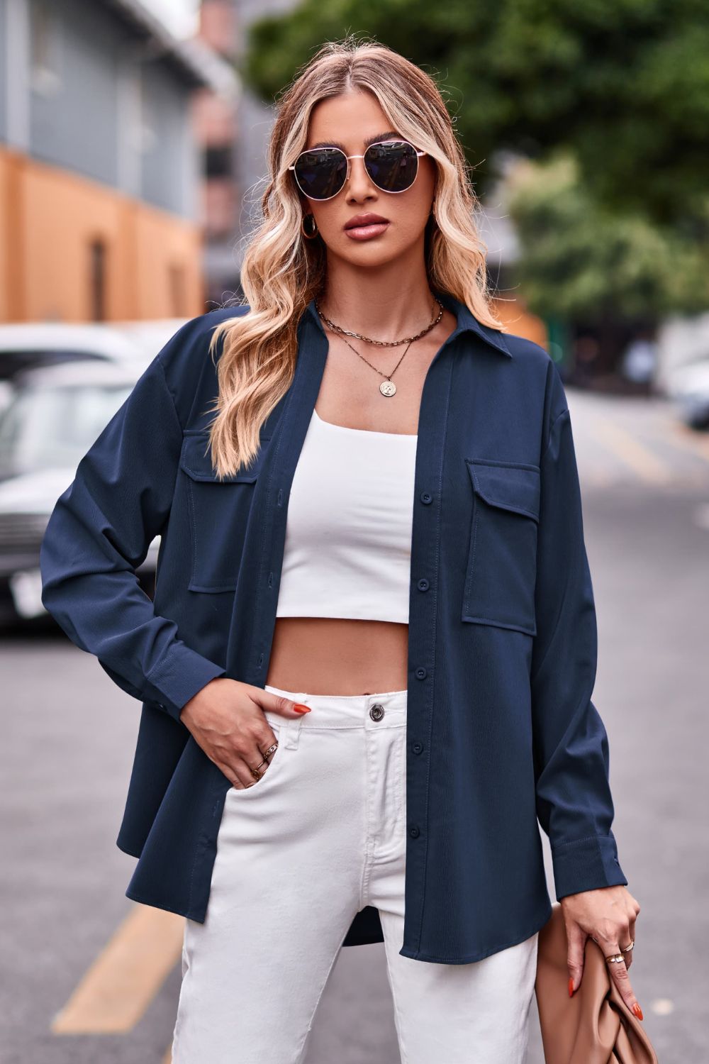 Just Can't Wait Dropped Shoulder Longline Shirt with Pockets