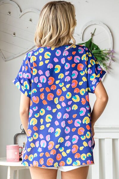 First Love Wild Rainbows V-Neck Printed Short Sleeve Blouse