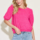 Zenana I Believe In Fuchsia Lantern Half Sleeve Sweater