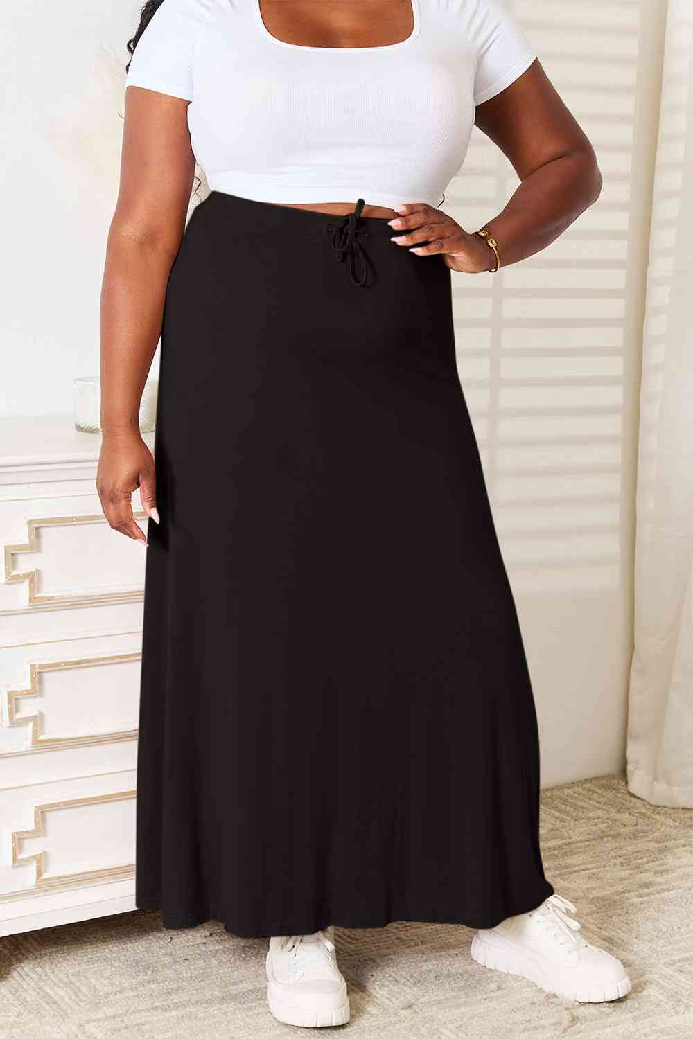 Double Take The Best Memories Soft Rayon Drawstring Waist Maxi Skirt