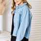 Double Take Hey Friend Raw Hem Denim Jacket
