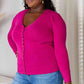 Zenana Magenta Memories V-Neck Long Sleeve Button-Down Cardigan in Magenta
