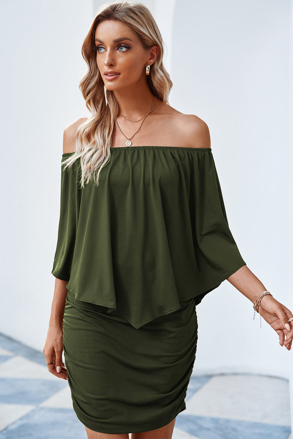 Vacation Vibes Off-Shoulder Layered Dress