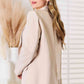 Double Take But Coffee First Shawl Collar Long Sleeve Blazer in Sand
