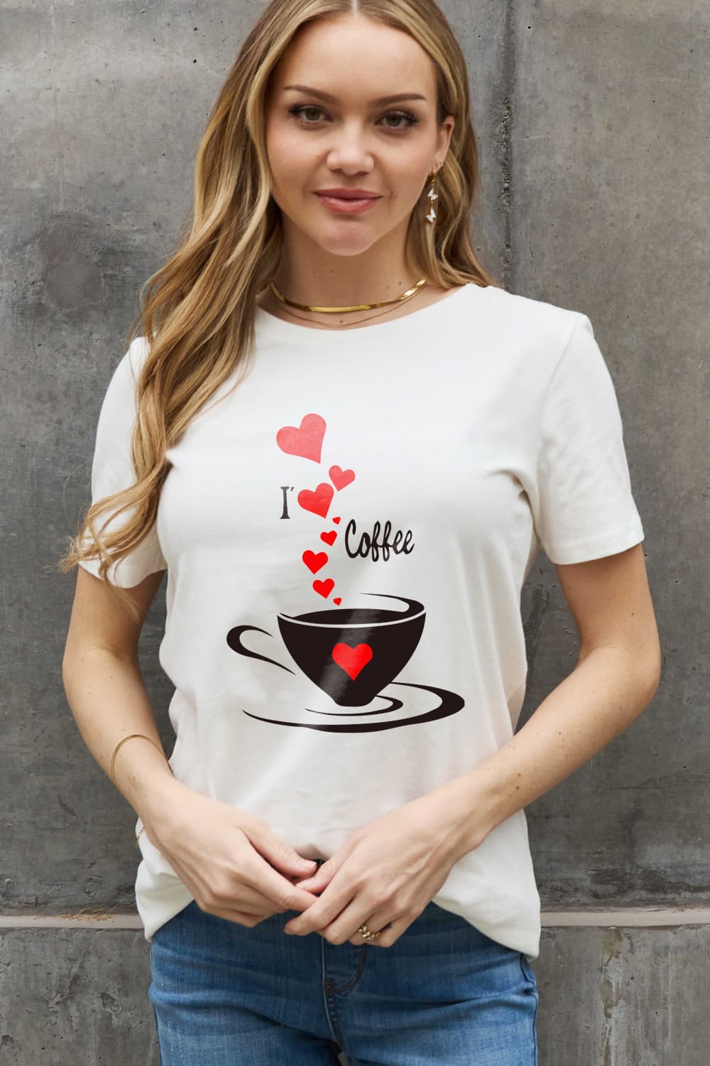 Simply Love I LOVE COFFEE Graphic Cotton Tee