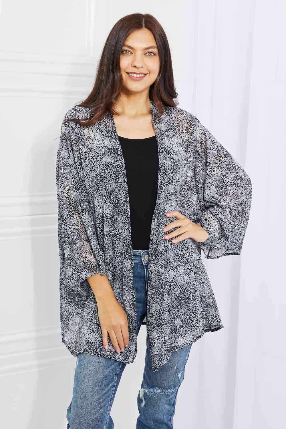 Melody Slithering Through Snake Print Chiffon Kimono