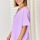 Zenana Livin' Life Texture Short Sleeve T-Shirt in Bright Lavender