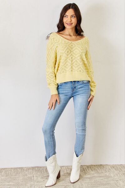 HYFVE I'm A Showstopper V-Neck Patterned Long Sleeve Sweater