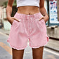 Essentially Yours Elastic Waist Raw Hem Denim Shorts