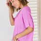 Zenana Happy Vibes Only Short Sleeve T-Shirt in Bright Mauve