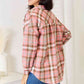 Double Take Peachy In Plaid Collared Neck Long Sleeve Button-Up Shirt
