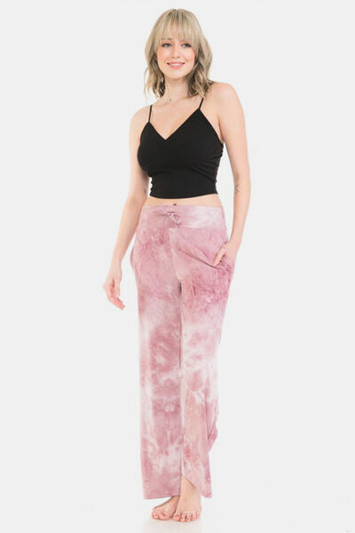 Leggings Depot Glam and Chill Buttery Soft Printed Drawstring Pants in Pink