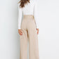 Office Chic Tie Front Wide Paperbag Waist Leg Pants