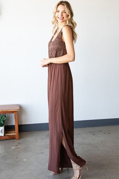 First Love Sunshine In My Life Tie Back Sleeveless Slit Wide Leg Jumpsuit