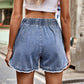 Essentially Yours Elastic Waist Raw Hem Denim Shorts
