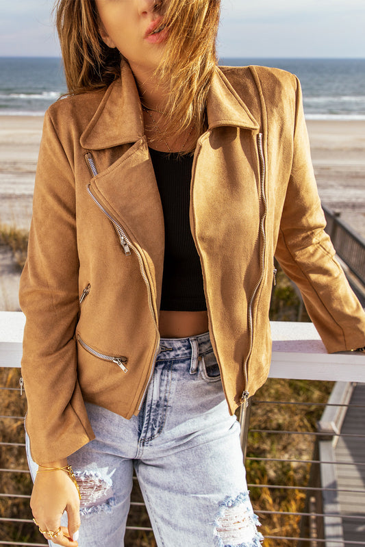 Ride Out With Me Zip-Up Suede Jacket