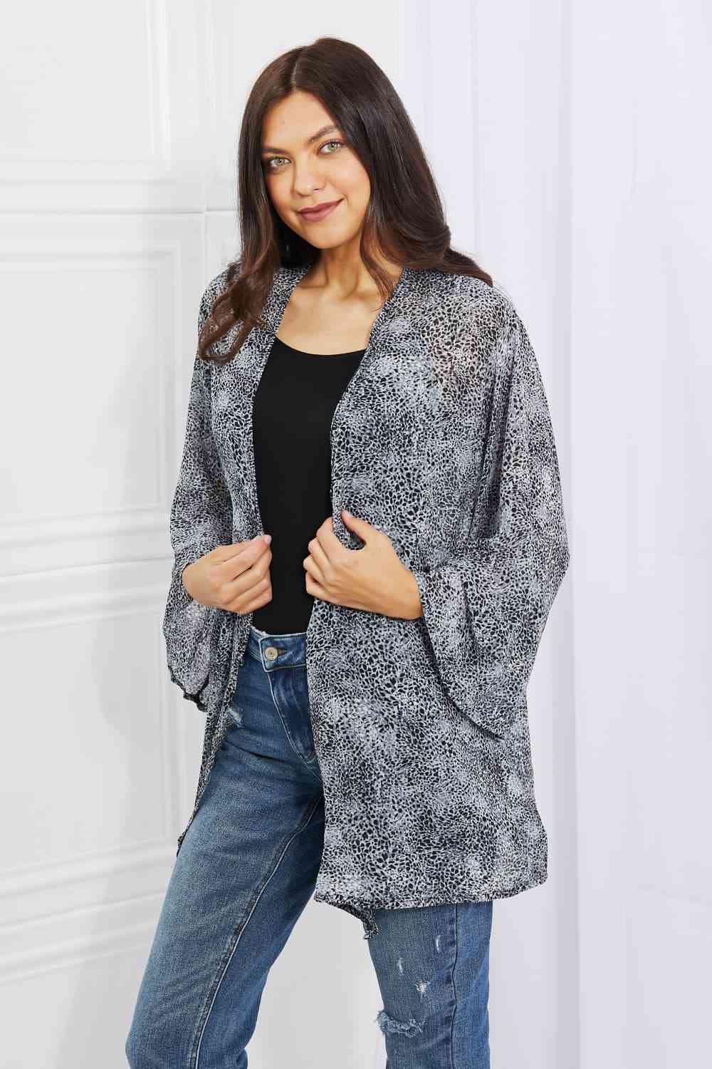 Melody Slithering Through Snake Print Chiffon Kimono