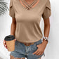 Strappy V-Neck Petal Sleeve Top