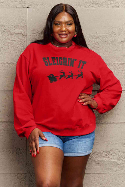 Simply Love SLEIGHIN' IT Graphic Sweatshirt
