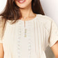 Double Take Meet Me At The Cafe Crochet Buttoned Short Sleeves Top in Pastel Yellow