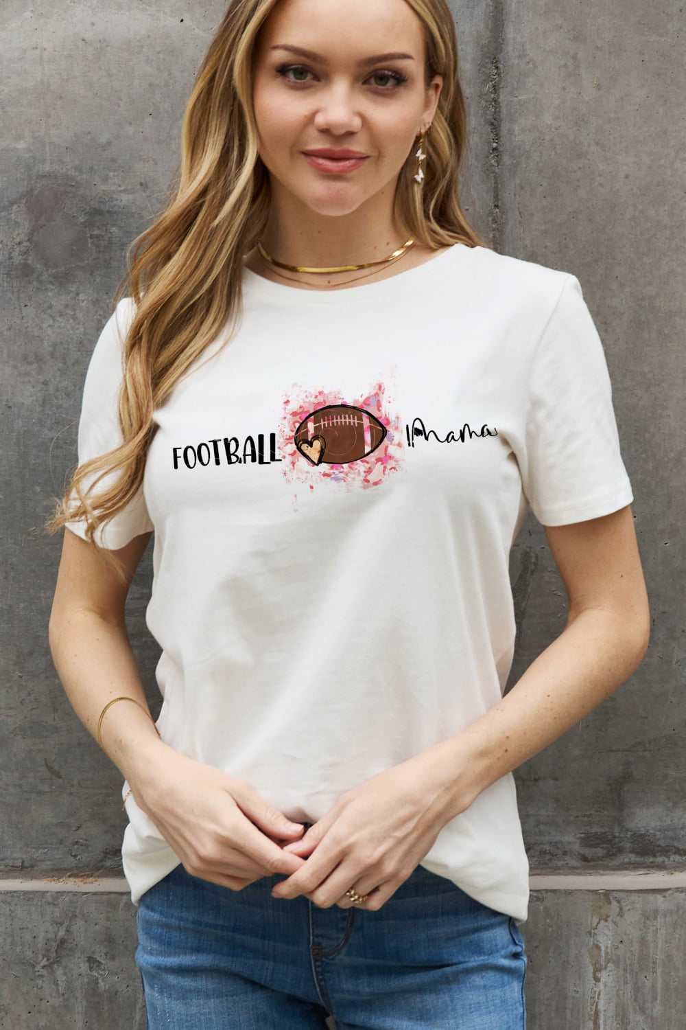 Simply Love FOOTBALL MAMA Graphic Cotton Tee