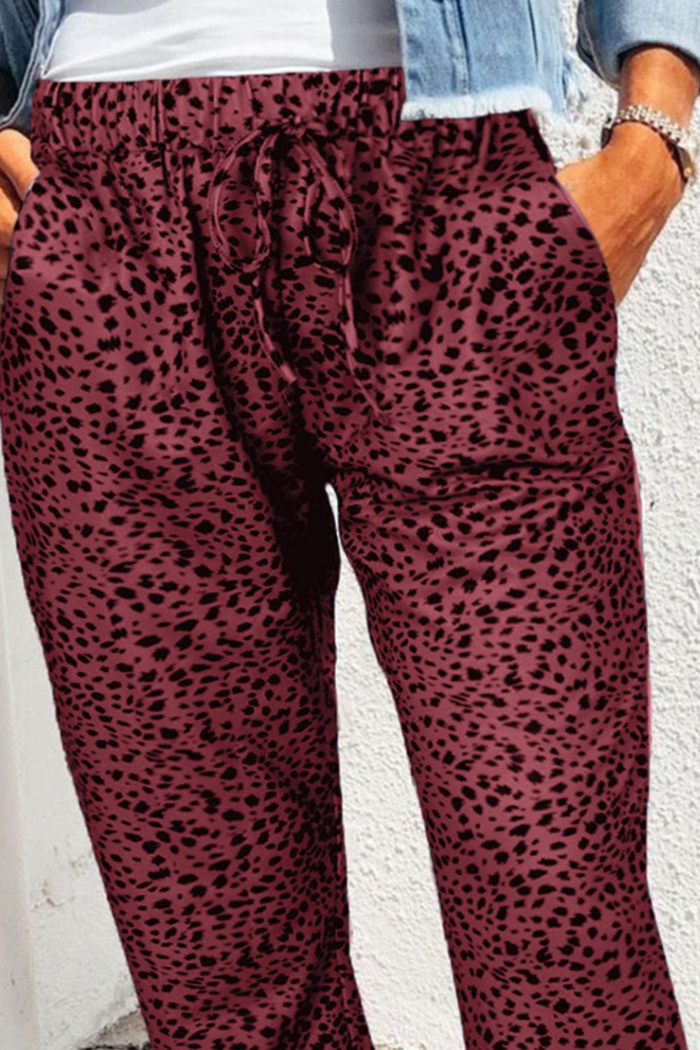 Double Take Everyday Vibes Leopard Print Joggers with Pockets