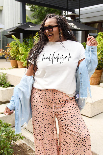 Simply Love Hallelujah Graphic Short Sleeve T-Shirt