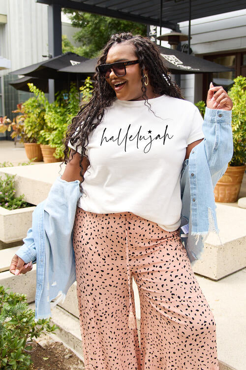 Simply Love Hallelujah Graphic Short Sleeve T-Shirt
