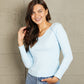 Double Take Dreaming In Pastel Mineral Wash Exposed Seam Long Sleeve Top