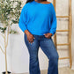 Zenana Fall Vibin' Batwing Sleeve Blouse in Cobalt Blue