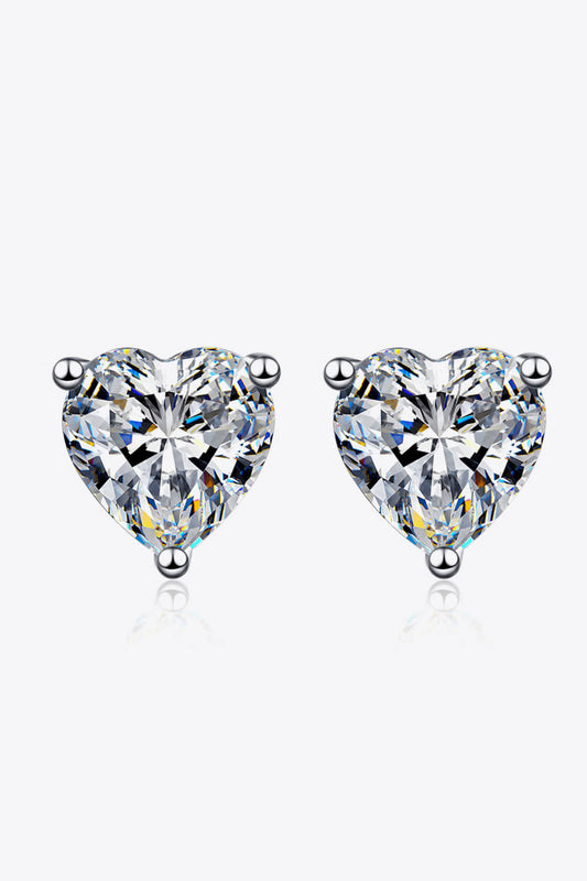 Joined By Love 2 Carat Moissanite Heart-Shaped Stud Earrings