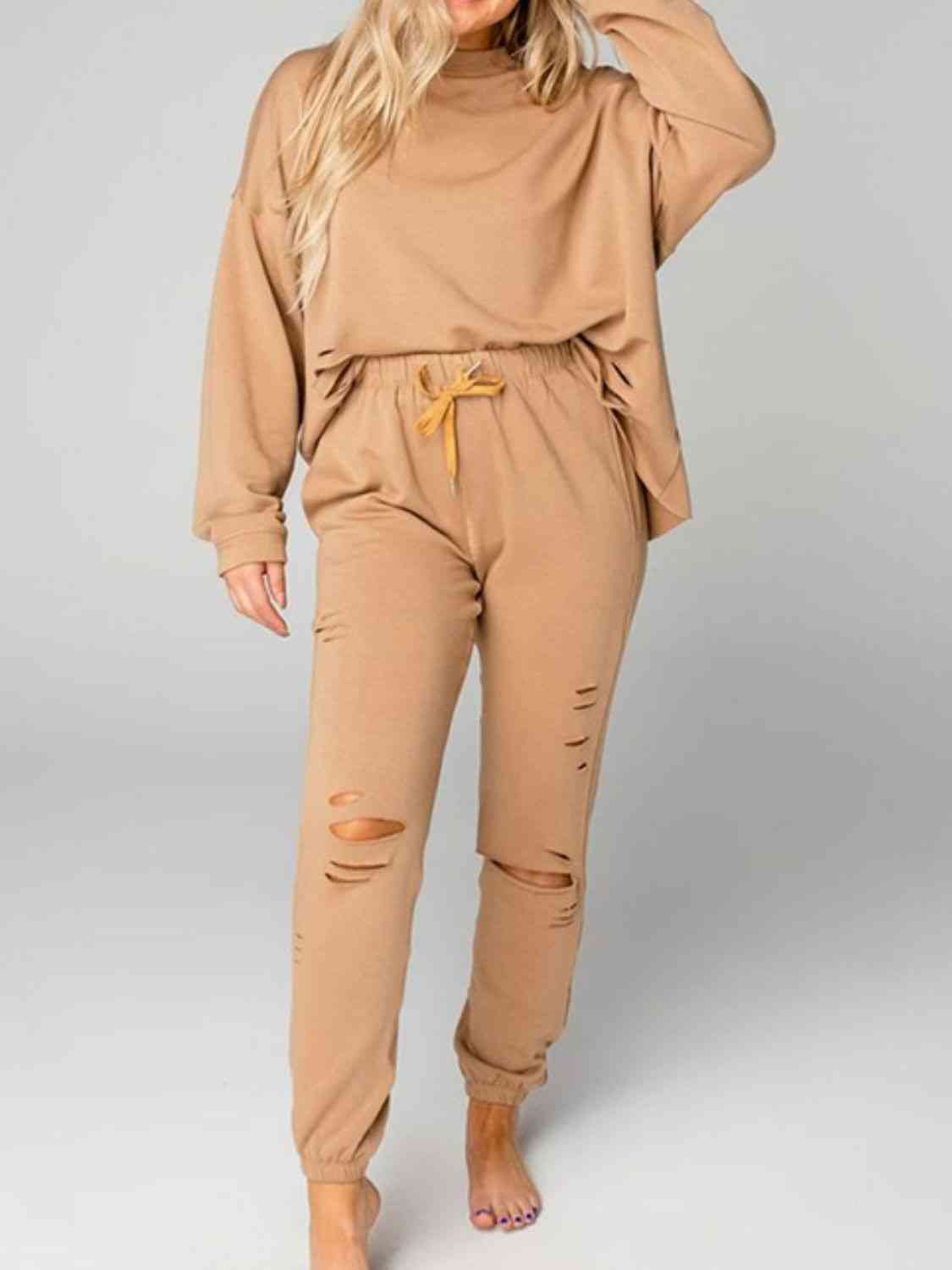 Me, Myself And I Distressed Sweatshirt and Joggers Set